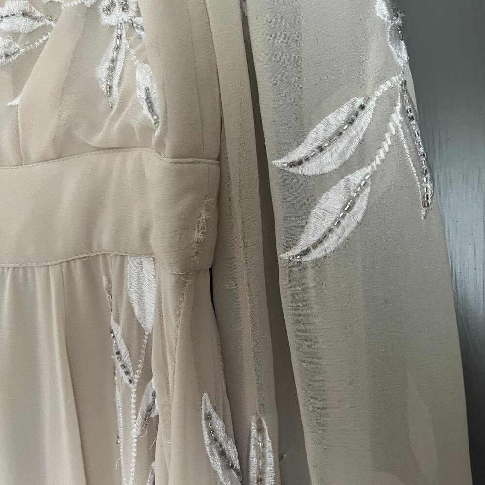 BHLDN Belize Embroidered A-Line Long-Sleeve V-Neck Gown - Picture 6 of 7